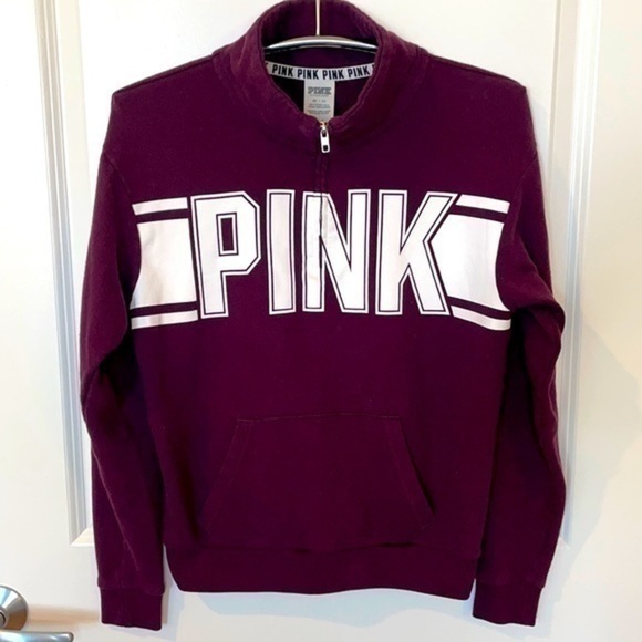 PINK VICTORIA SECRET | Women’s Purple & White 1/2 Zip Collared Sweatshirt, XS - Picture 1 of 6